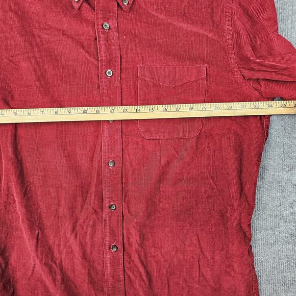 Vintage LL Bean Shirt Mens Large Red Button Down Thick Corduroy Outdoors Fall - Picture 3 of 5